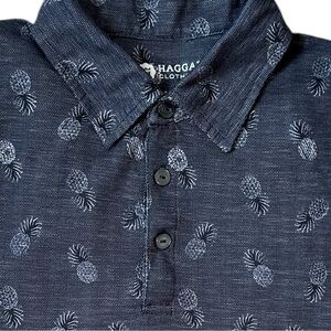 Haggar Men’s Summer Polo Pineapple Print Shirt Size Medium Mens Polo Shirt